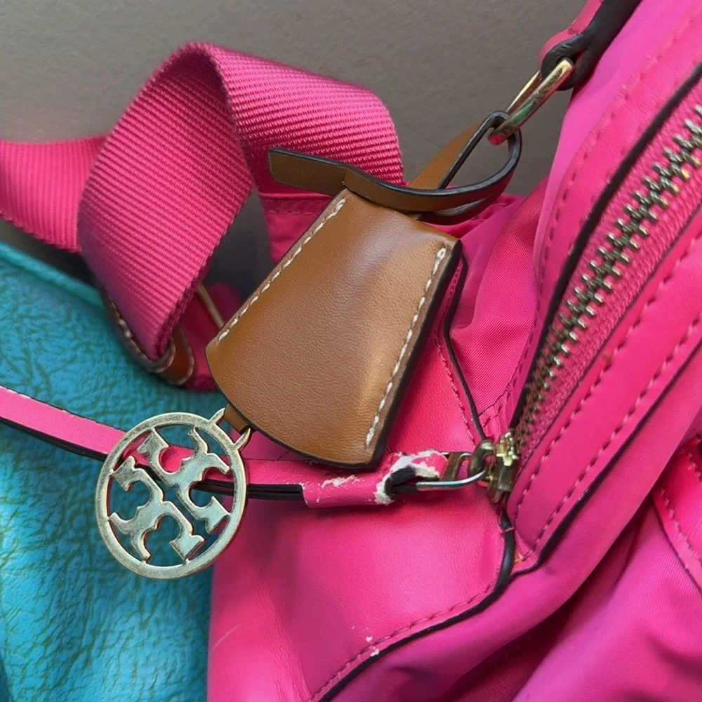 Tory Burch hot pink Barbie pink nylon backpack purse